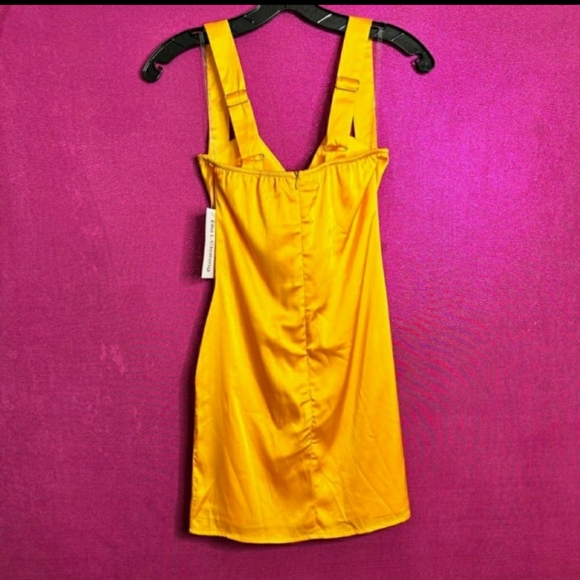 🆕Sexy Yellow Satin Silky Night Out Mini Dress  Size S - Picture 12 of 12